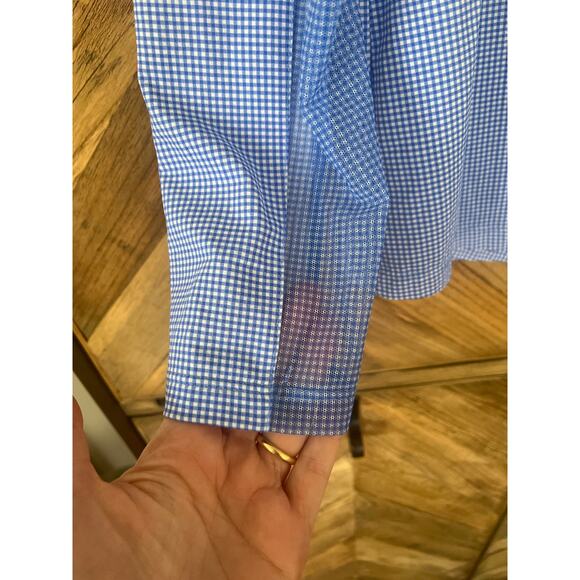 IBKUL Quarter Zip Pickleball Tennis Long Sleeve Shirt Blue White Gingham Large - Picture 4 of 7